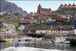 in Sisimiut : harbour and church